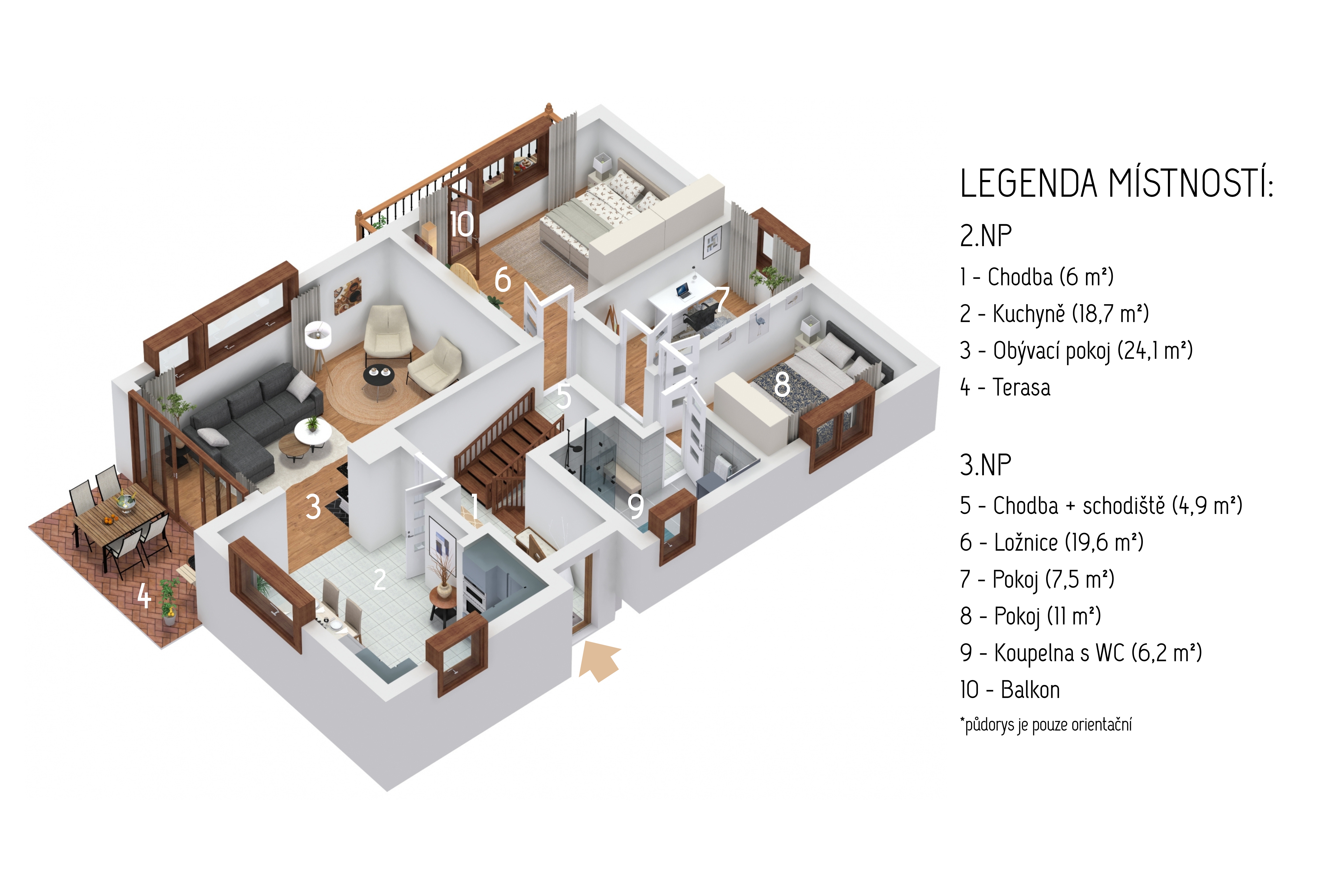 3D_pudorys_-_2-NP__3-NP_II